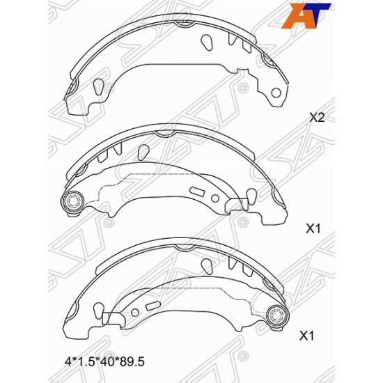 Колодки тормозные барабанные зад PEUGEOT 206 98- SAT