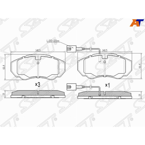 Колодки тормозные перед CITROEN JUMPER 97-/FIAT DUCATO 97-/PEUGEOT BOXER 97- SAT