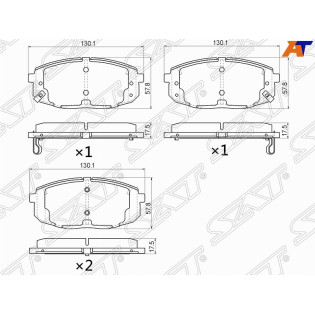 Колодки тормозные перед HYUNDAI CRETA 15-/I30 07-/KIA CEED 07-12 (с отверстиями под пружинки) SAT