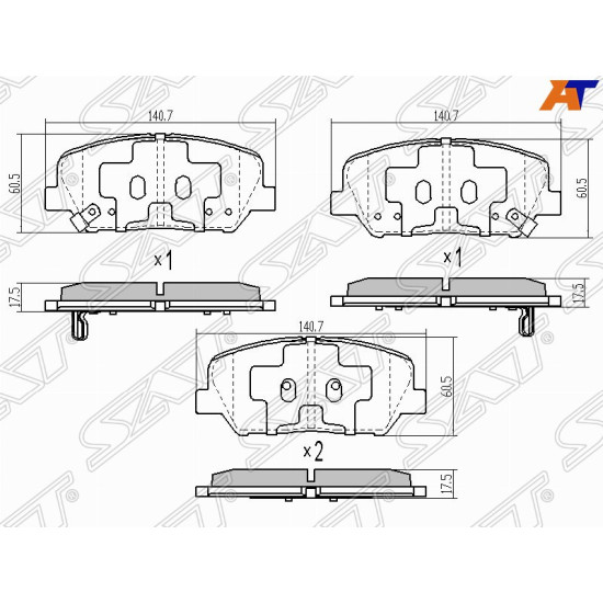 Колодки тормозные перед HYUNDAI I30 12-/KIA CEED 12-/OPTIMA 10- SAT