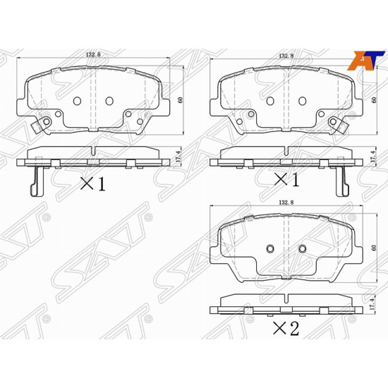 Колодки тормозные перед HYUNDAI SANTA FE 12-/CRETA 16-/KIA SORENTO 13-15/CARENS 13- SAT