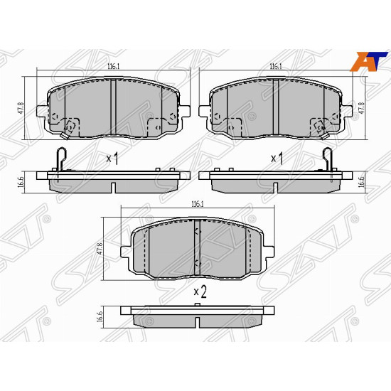 Колодки тормозные перед KIA PICANTO 04-/HYUNDAI I10 07- SAT