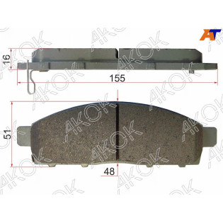 Колодки тормозные перед  MMC L200 06- PAJERO SPORT 98-09 CHALLENGER II 08- NISSAN NV200 10- AKOK