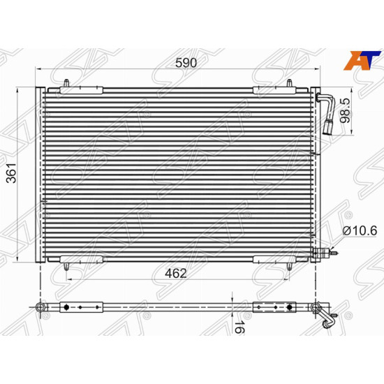 Радиатор кондиционера PEUGEOT 206 98-05 SAT