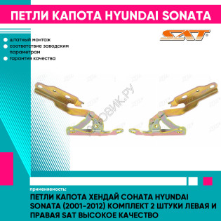 Петли капота Хендай Соната Hyundai Sonata (2001-2012) комплект 2 штуки левая и правая SAT высокое качество